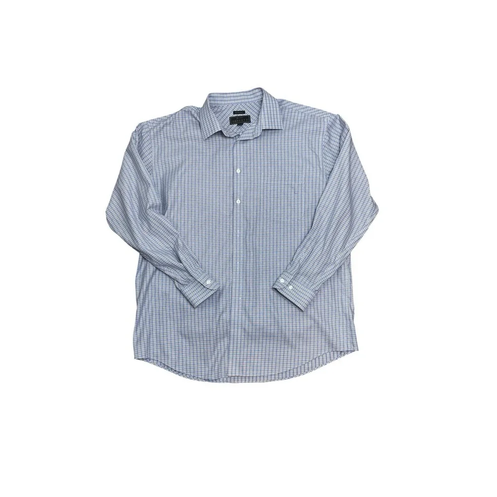 Jos A Bank Reserve Mens Dress Shirt Egyptian Cotton Blue Plaid Size 17/35‎ - Picture 8 of 8